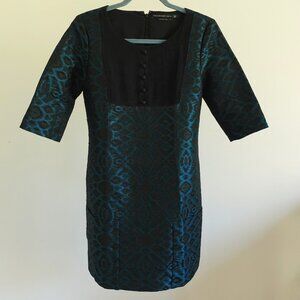 Mackage Collection Teal and Black Jacquard Dress - Size S